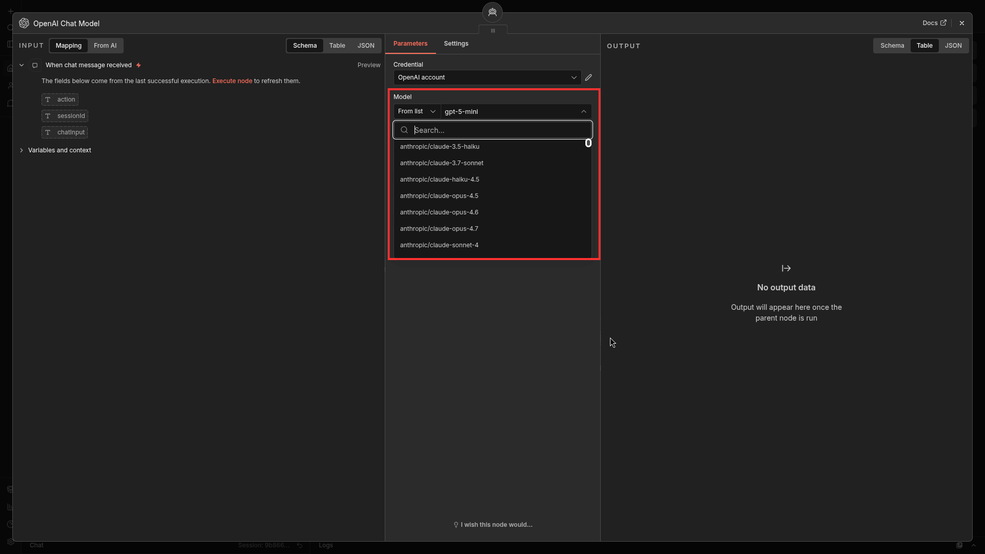 Select AI model